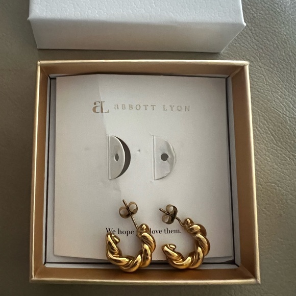 Abbott Lyon Twisted Huggie Hoop 18k Gold Plated Earrings - Picture 1 of 2